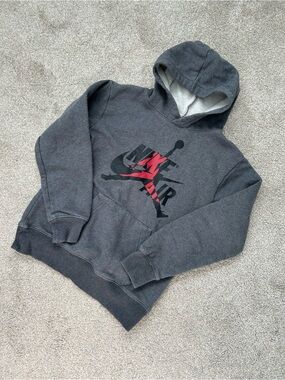 Nike Air Boy's Charcoal Hooded Pullover Sweatshirt